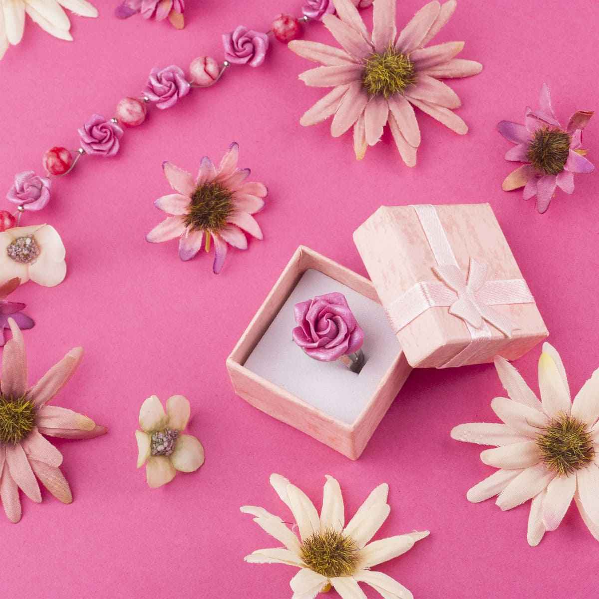 Bracciale con rose fucsia