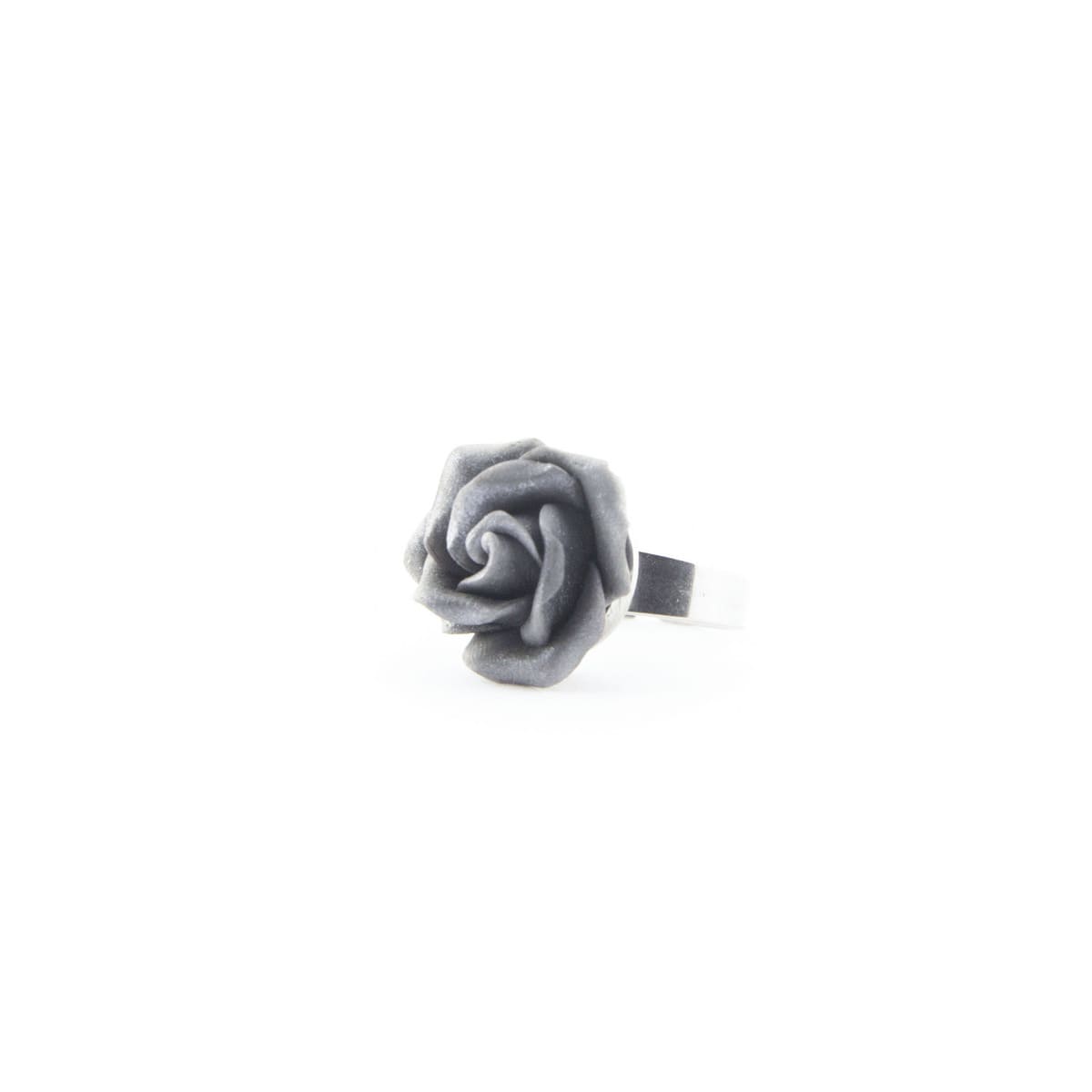 Anello con rosa grigia