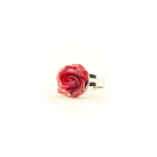 Anello con rosa rossa