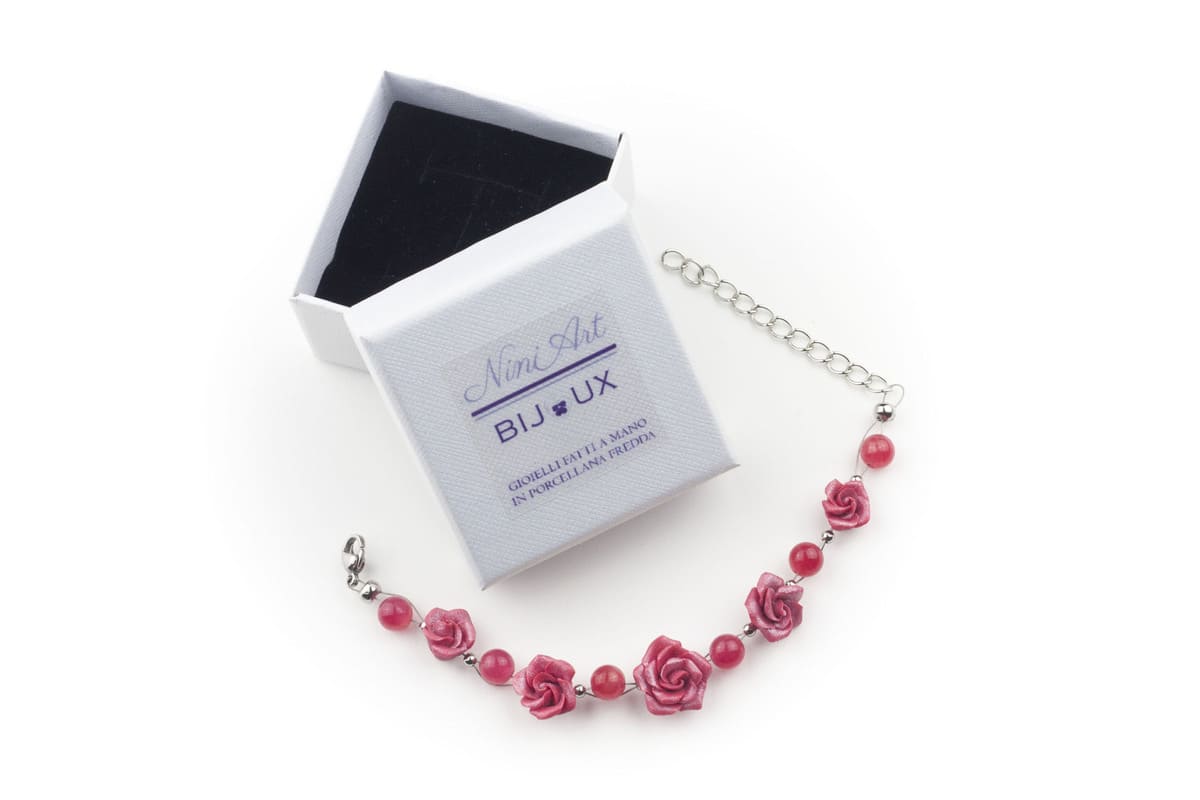 Bracciale con rose rosse