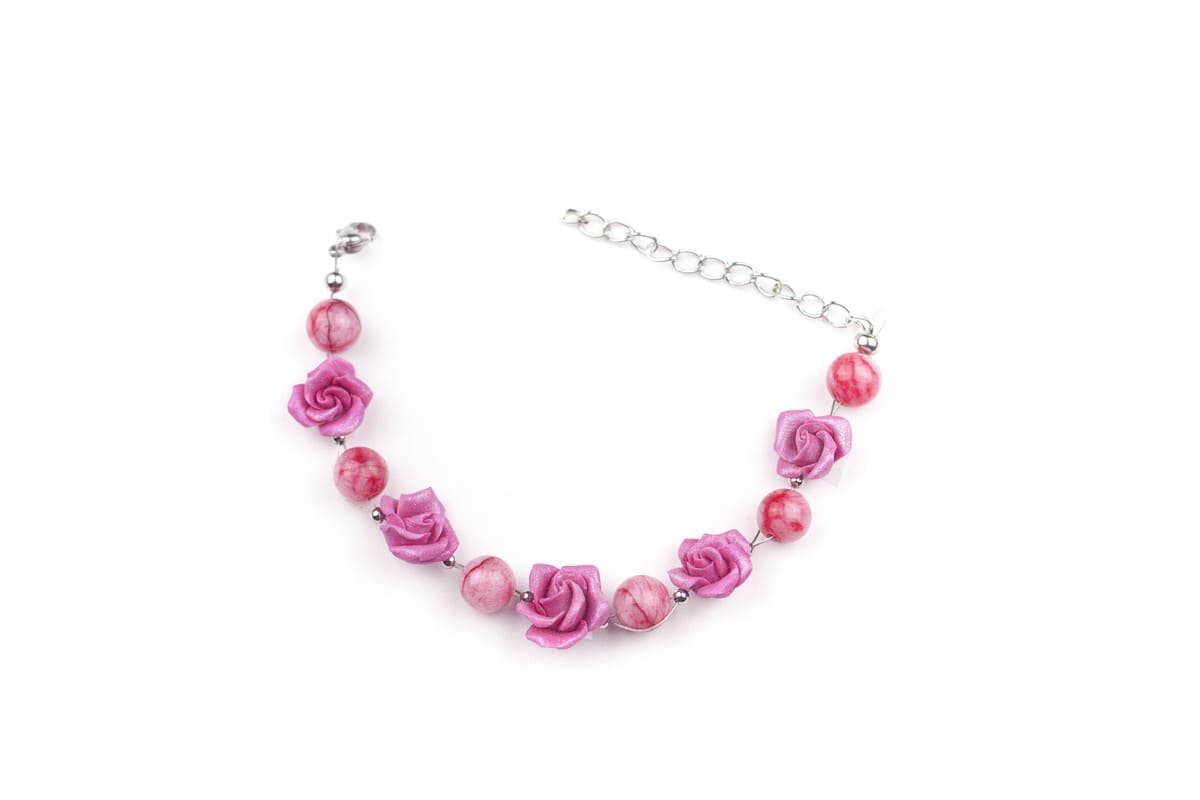 Bracciale con rose fucsia