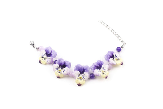 Bracciale con viole del pensiero lilla