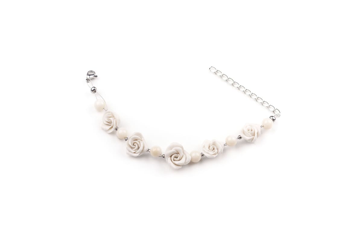 Bracciale con rose bianche