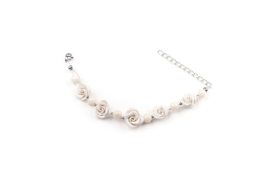 Bracciale con rose bianche