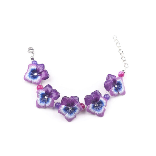 Bracciale con viole del pensiero fucsia