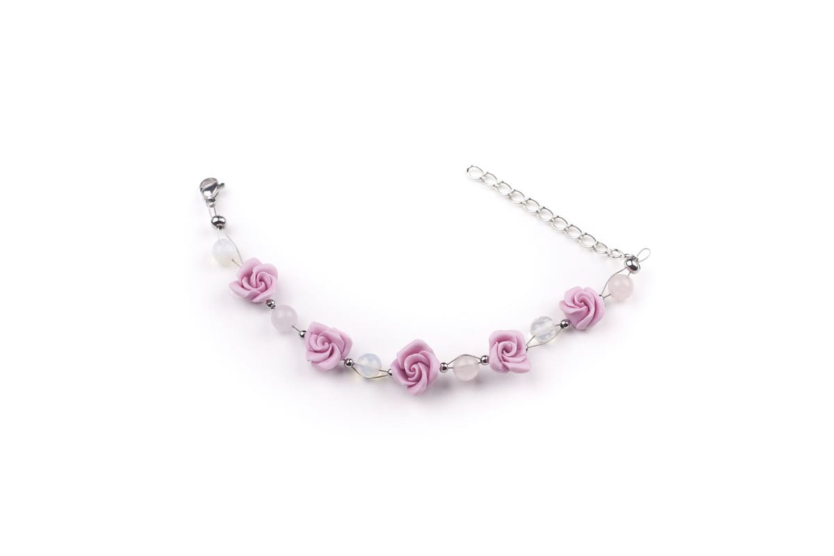 Bracciale con rose rosa