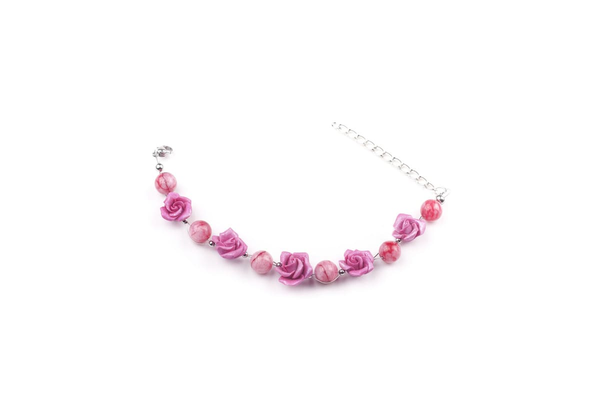Bracciale con rose fucsia