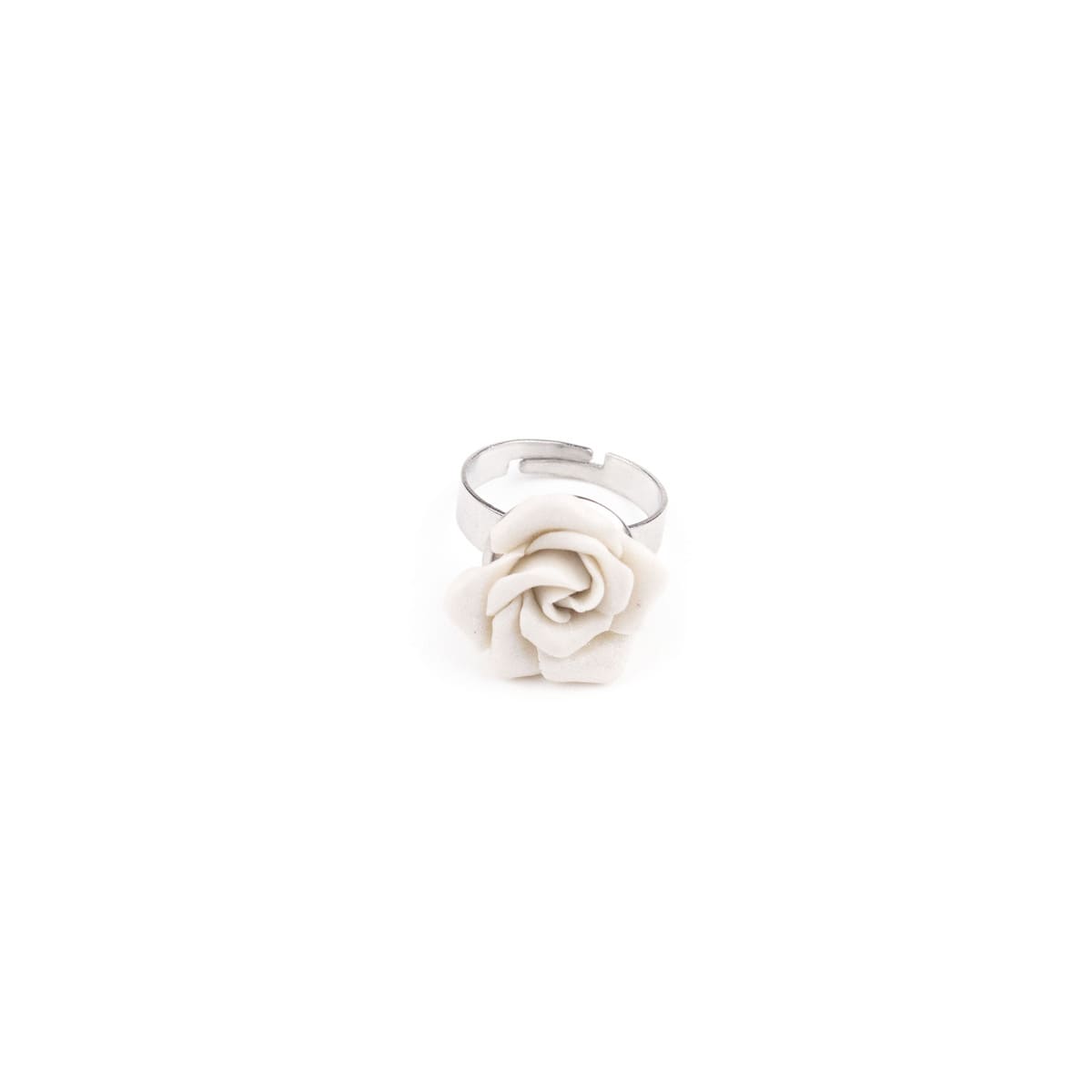 Anello con rosa bianca