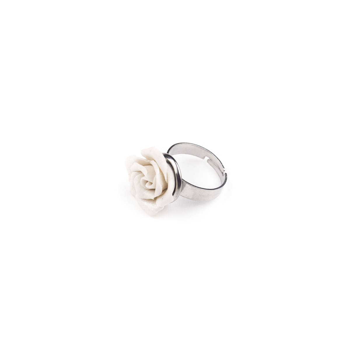 Anello con rosa bianca