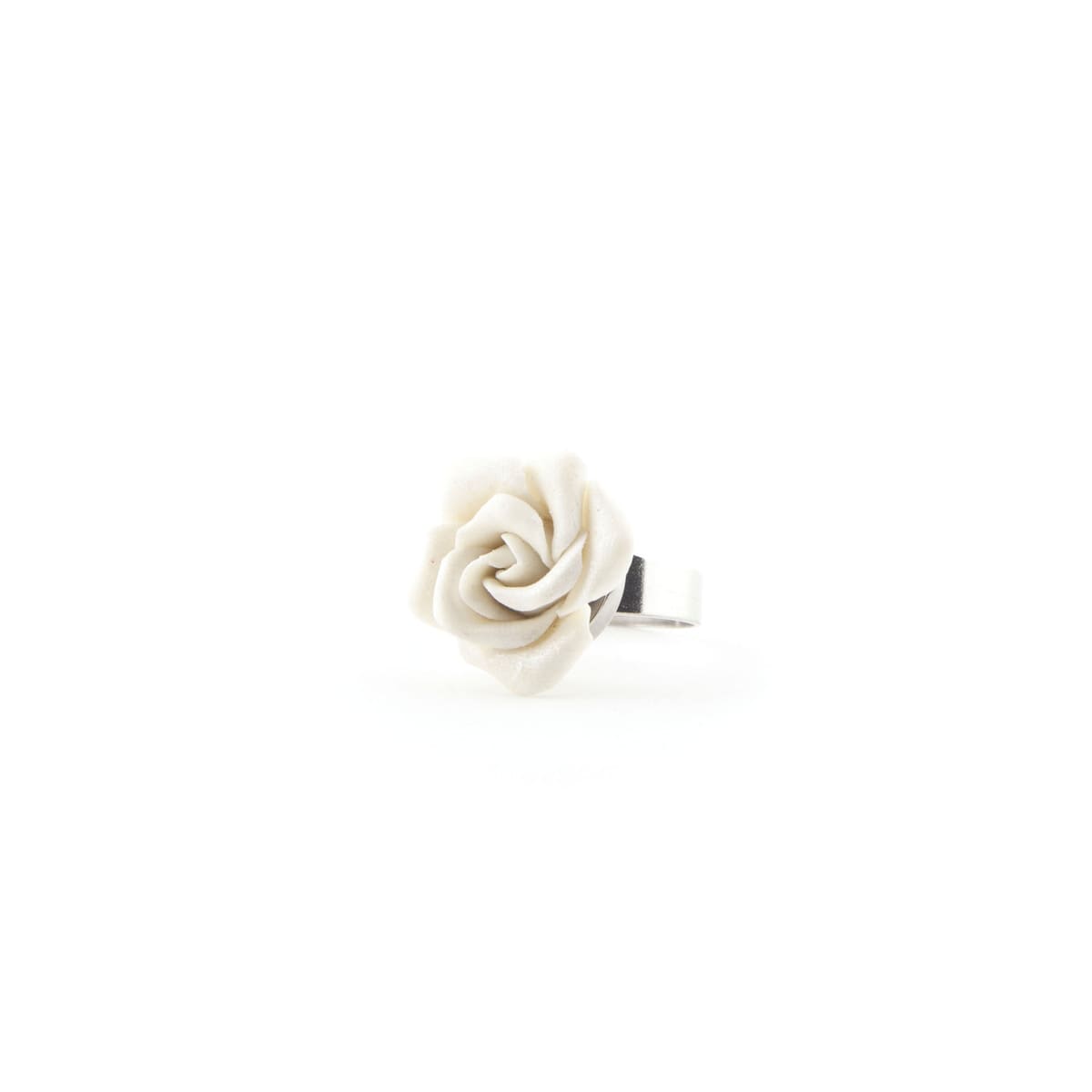 Anello con rosa bianca
