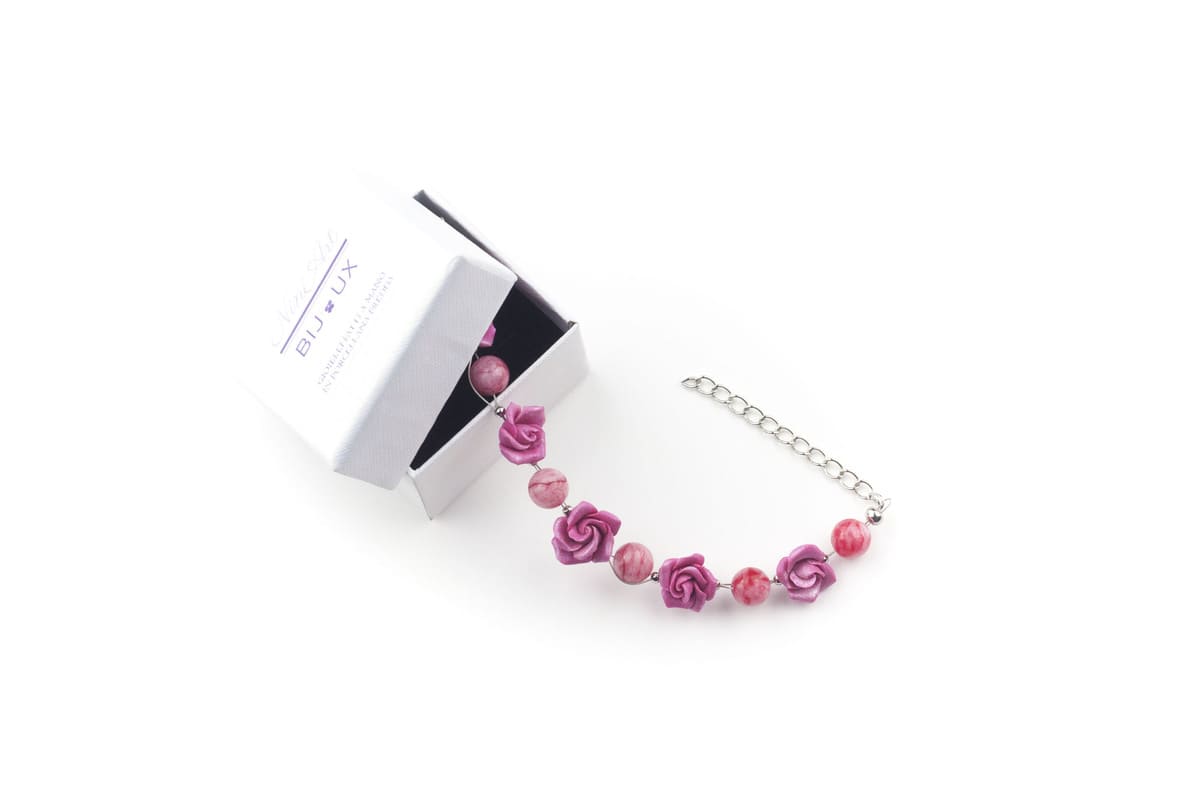 Bracciale con rose fucsia