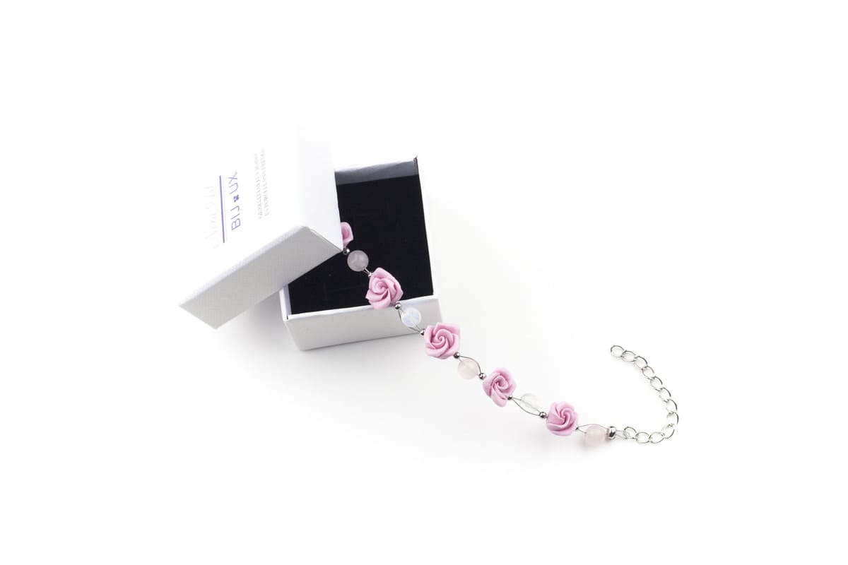 Bracciale con rose rosa