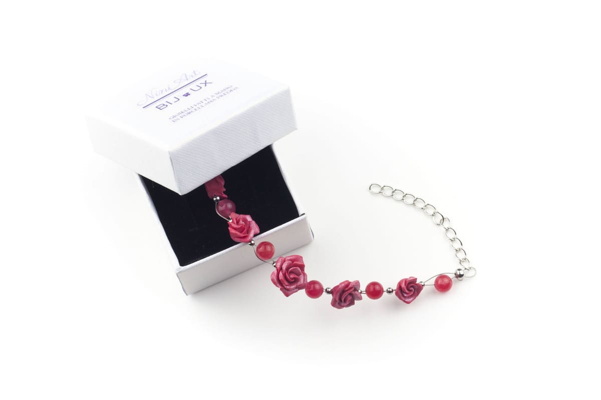 Bracciale con rose rosse